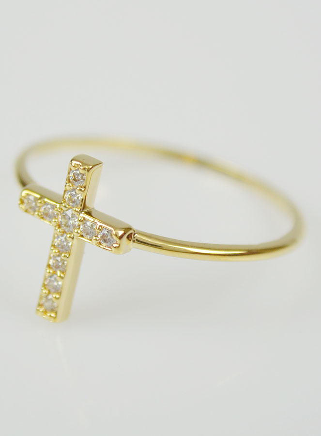 Bague Religieuse Croix & Diamants - Taille 58 (pic 3)