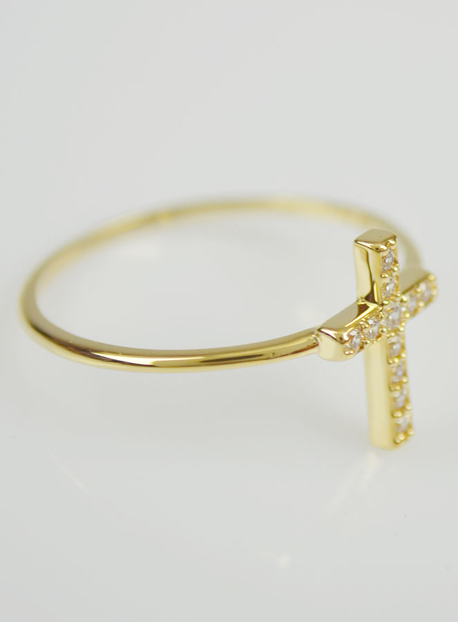 Bague Religieuse Croix & Diamants - Taille 58 (pic 4)