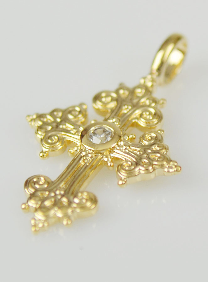 Pendentif Croix Baroque en Plaqué Or - 17mm (pic 3)