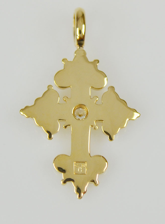 Pendentif Croix Baroque en Plaqué Or - 17mm (pic 4)