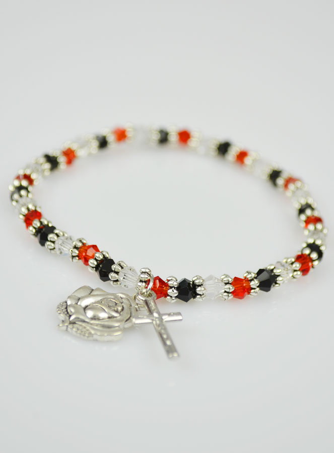 Bracelet Religieux Perles Cristal - Médaille et Croix de Lourdes (pic 3)