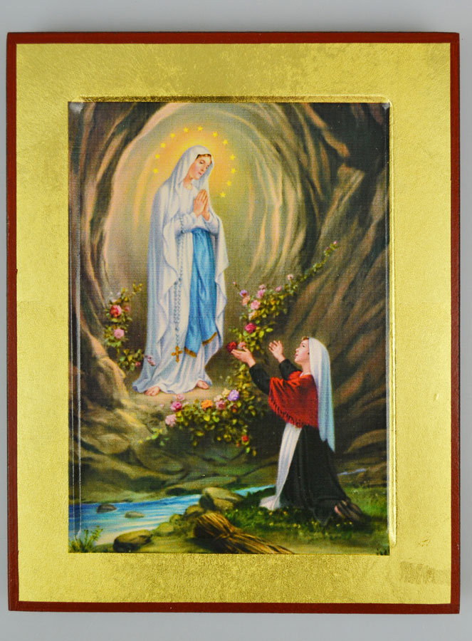 Icône Byzantine Vierge Marie - Apparitions de Lourdes - 18cm (pic 2)