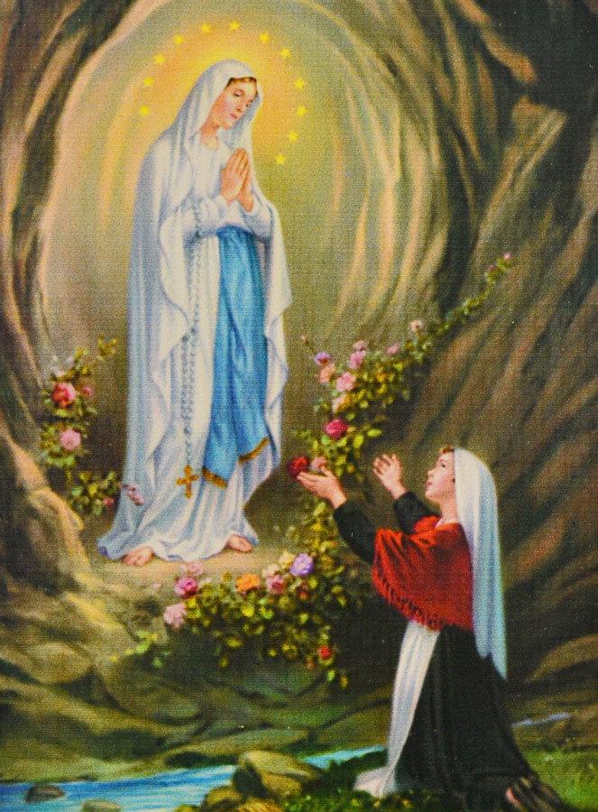 Icône Byzantine Vierge Marie - Apparitions de Lourdes - 18cm (pic 3)