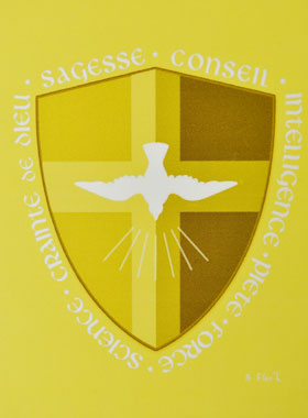 Carte de Confirmation - Bouclier des 7 Dons de l'Esprit Saint - Jaune (pic 1)