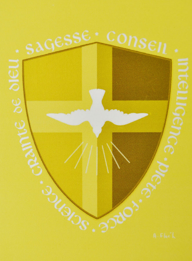 Carte de Confirmation - Bouclier des 7 Dons de l'Esprit Saint - Jaune (pic 2)