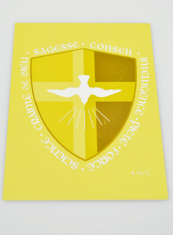 Carte de Confirmation - Bouclier des 7 Dons de l'Esprit Saint - Jaune (pic 4)