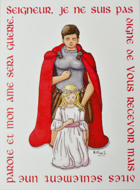 Carte de Première Communion - Je ne suis pas digne de Te recevoir - Modéle Fille (pic 1)