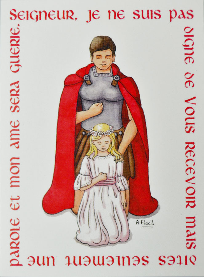 Carte de Première Communion - Je ne suis pas digne de Te recevoir - Modéle Fille (pic 2)