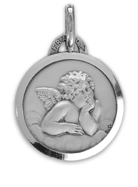 Médaille Ange Raphaël en Argent 925/1000 - 18 mm (pic 1)