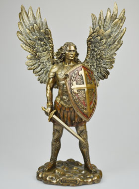 Statue de Saint Michel Archange au Bouclier en Bronze - 36cm (pic 1)