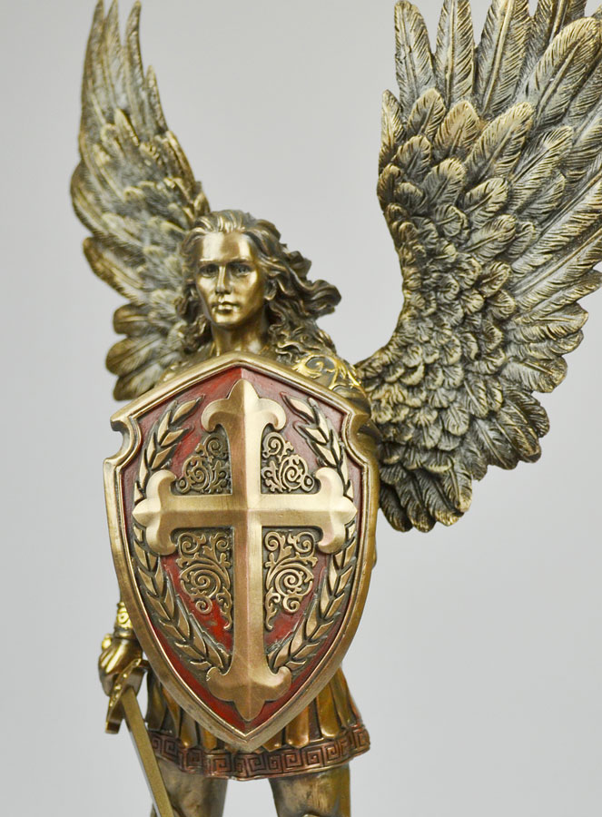 Statue de Saint Michel Archange au Bouclier en Bronze - 36cm (pic 3)