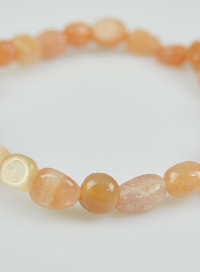 Bracelet en Pierre Naturelle Roulée de Lune Rose (pic 4)