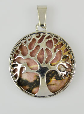 Pendentif Arbre de Vie Pierre Naturelle Rhodonite (pic 1)