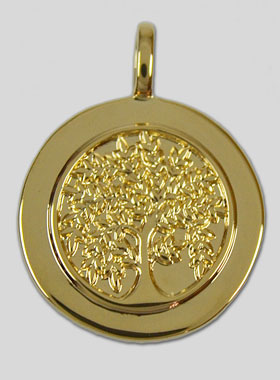 Médaille Arbre de Vie Plaqué Or avec Bord - 17mm (pic 1)