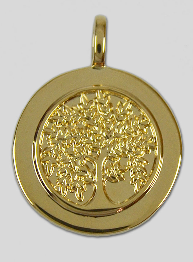 Médaille Arbre de Vie Plaqué Or avec Bord - 17mm (pic 2)
