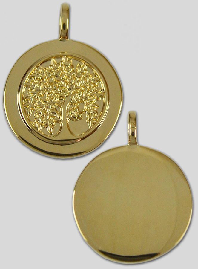 Médaille Arbre de Vie Plaqué Or avec Bord - 17mm (pic 4)