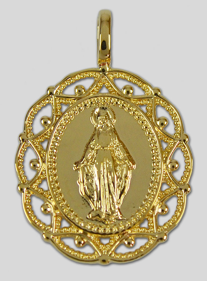Médaille Miraculeuse Cerclage Dentelle 19mm - Plaqué Or 18k (pic 2)
