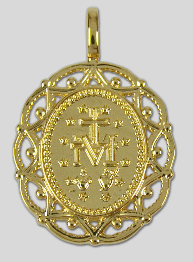 Médaille Miraculeuse Cerclage Dentelle 19mm - Plaqué Or 18k (pic 3)