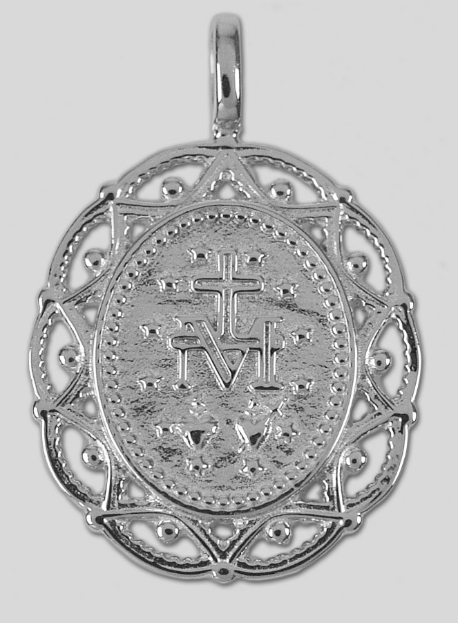 Médaille Miraculeuse Cerclage Dentelle 19mm - Argent 925/1000 (pic 3)