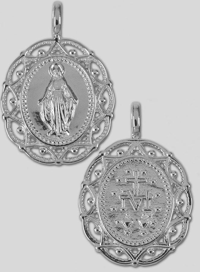 Médaille Miraculeuse Cerclage Dentelle 19mm - Argent 925/1000 (pic 4)