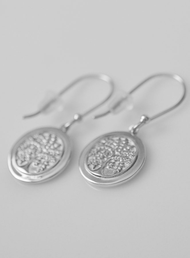 Boucles d'Oreilles Pendantes Arbre de Vie Gravé - Argent Massif (pic 4)