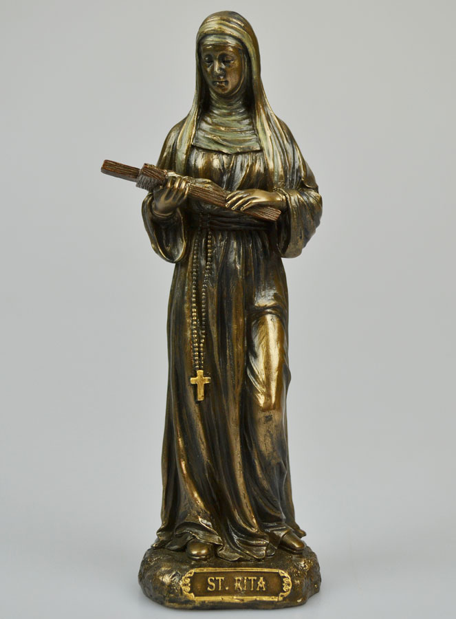 Statue Religieuse de Sainte Rita en Bronze - 21 cm (pic 1)