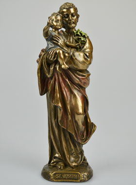 Statue Religieuse de Saint Joseph en Bronze - 21 cm (pic 1)