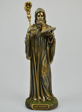 Statue Religieuse de Saint Benoît en Bronze - 23 cm (pic 1)