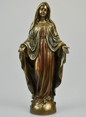 Statue Religieuse Vierge Miraculeuse en Bronze - 21cm (pic 1)