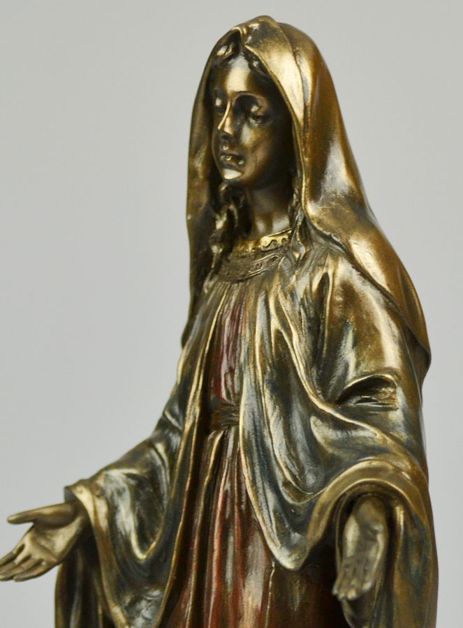Statue Religieuse Vierge Miraculeuse en Bronze - 21cm (pic 4)
