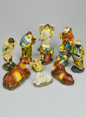 Crèche de Noël Napolitaine - Peinte à la Main - 11 personnages - 14.5cm (pic 1)