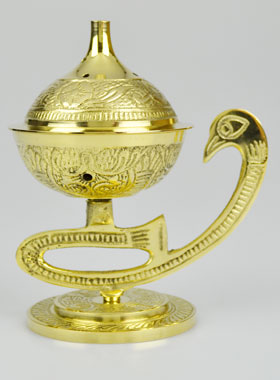 Brûle-Encens en Laiton Ciselé 11cm - Lampe (pic 1)