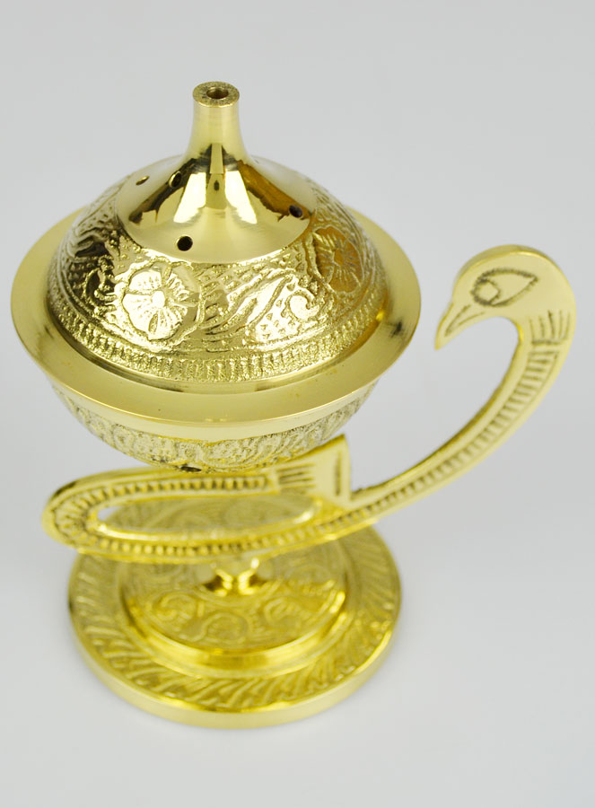 Brûle-Encens en Laiton Ciselé 11cm - Lampe (pic 4)