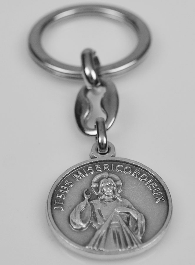 Porte-Clés du Christ Miséricordieux Argenté avec Prière (pic 4)