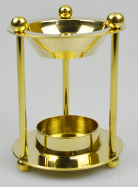 Brûle-Encens en Laiton avec Bougie Chauffe-Plat - 11cm (pic 1)