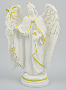 Statue Saint Gabriel Archange en Albâtre & Fil d'Or - 19cm (pic 1)