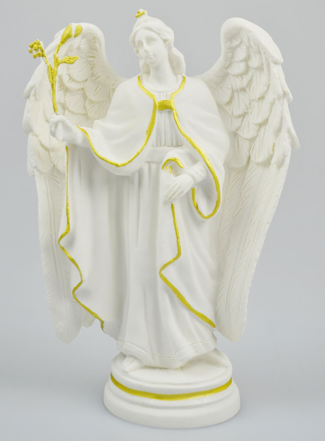 Statue Saint Gabriel Archange en Albâtre & Fil d'Or - 19cm (pic 2)
