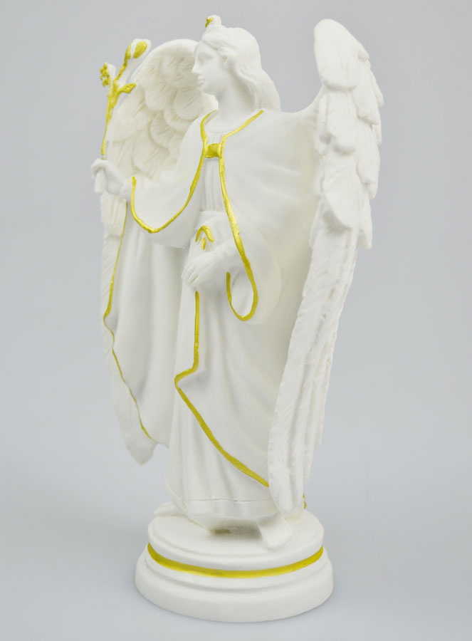 Statue Saint Gabriel Archange en Albâtre & Fil d'Or - 19cm (pic 3)