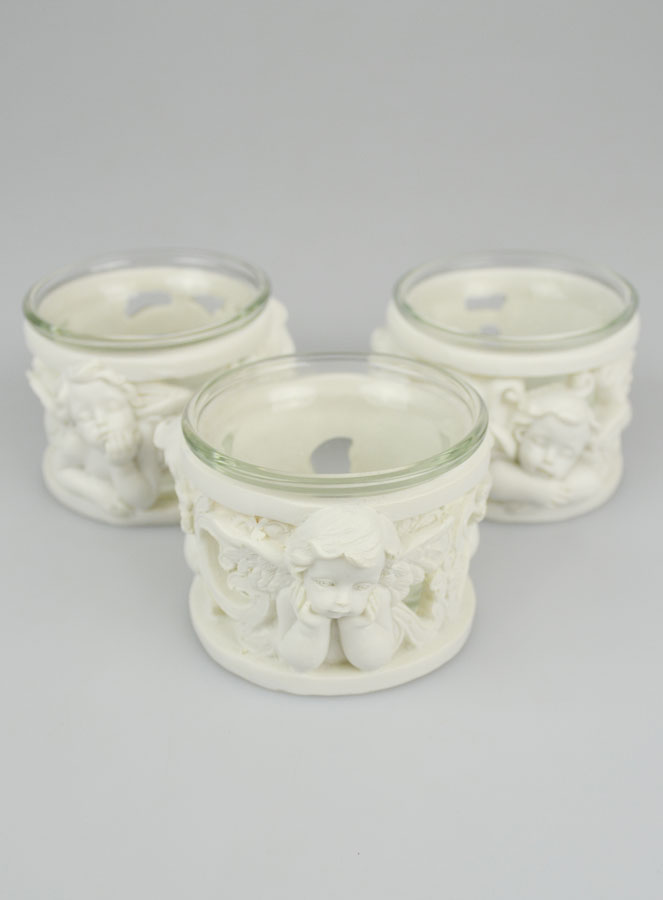 Set de 3 Bougeoirs Photophores Anges Gardien - 5cm (pic 2)