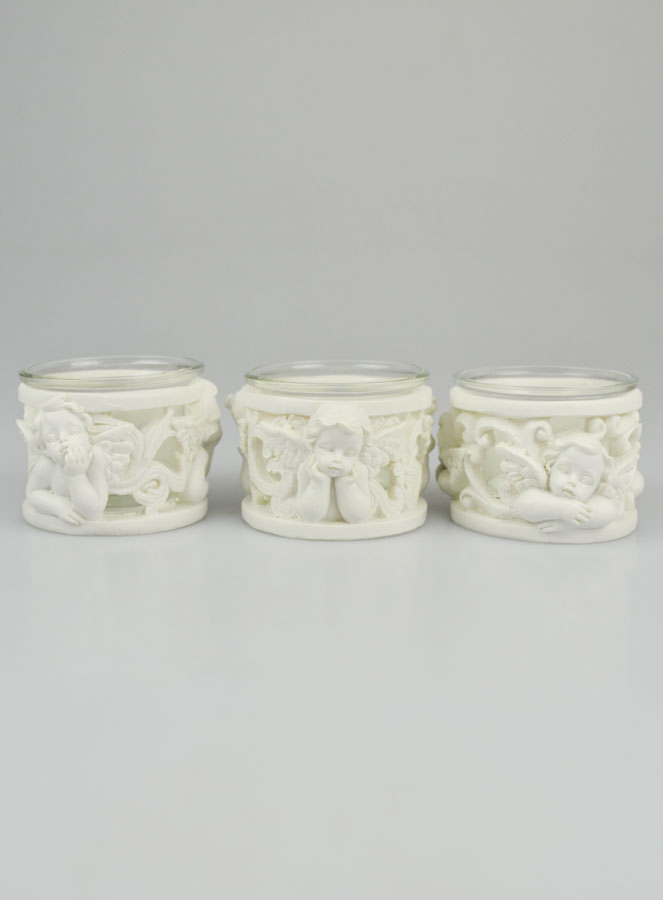 Set de 3 Bougeoirs Photophores Anges Gardien - 5cm (pic 3)