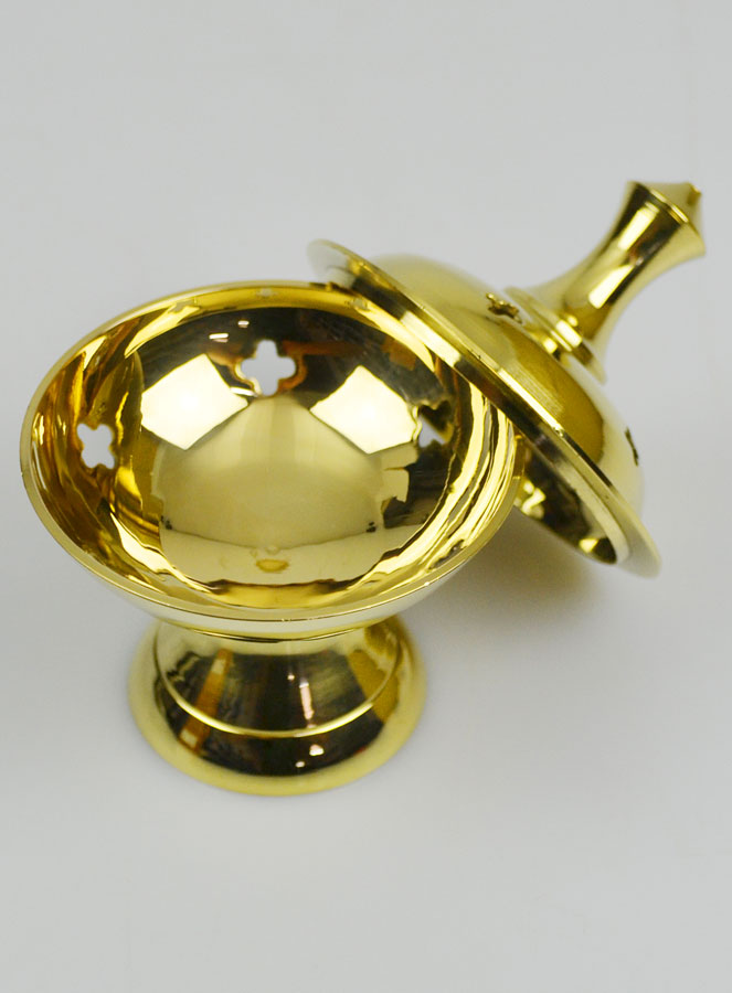 Brûle-Encens d'Église en Laiton Doré - 10cm (pic 3)