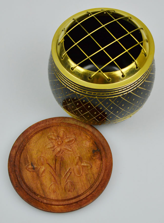 Brûle-Encens d'Église en Laiton Noir & Doré - 10cm (pic 3)