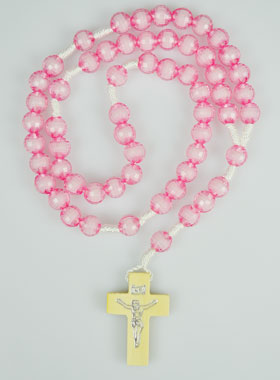 Chapelet en Perles Facettées Translucides - Rose & Blanc (pic 1)