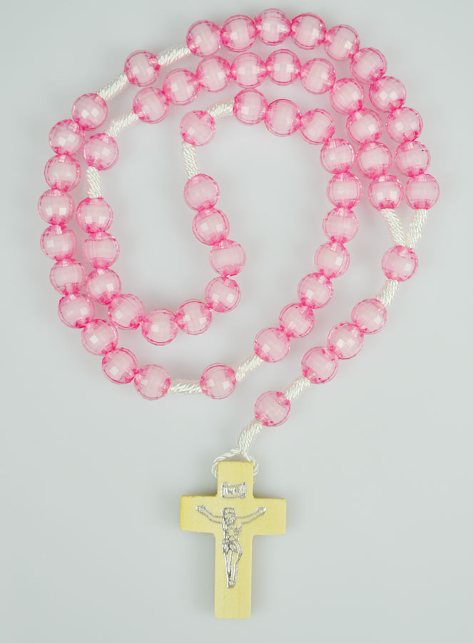 Chapelet en Perles Facettées Translucides - Rose & Blanc (pic 2)