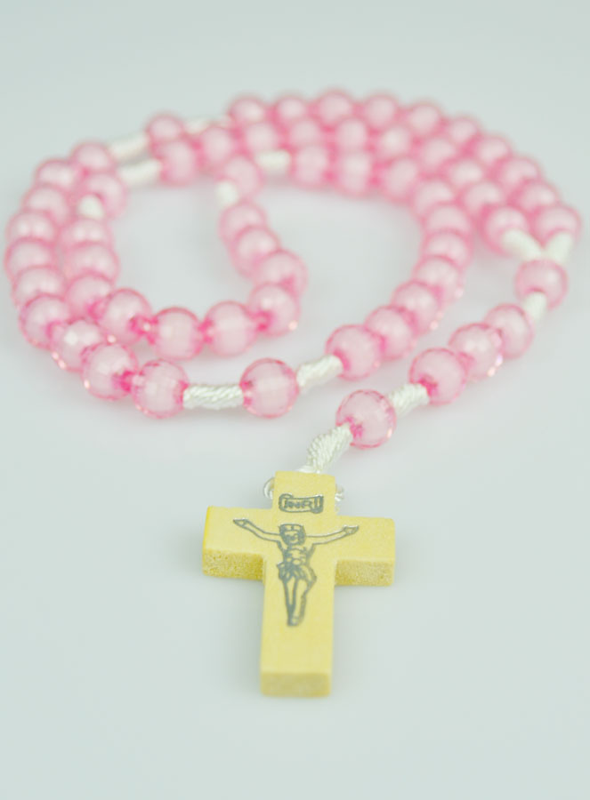 Chapelet en Perles Facettées Translucides - Rose & Blanc (pic 3)