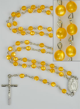 Chapelet en Perles & Médaille Miraculeuse - Ambre (pic 1)