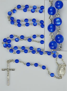 Chapelet en Perles & Médaille Miraculeuse - Bleu (pic 1)