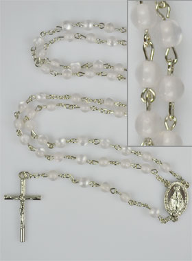 Chapelet en Perles & Médaille Miraculeuse - Blanc (pic 1)