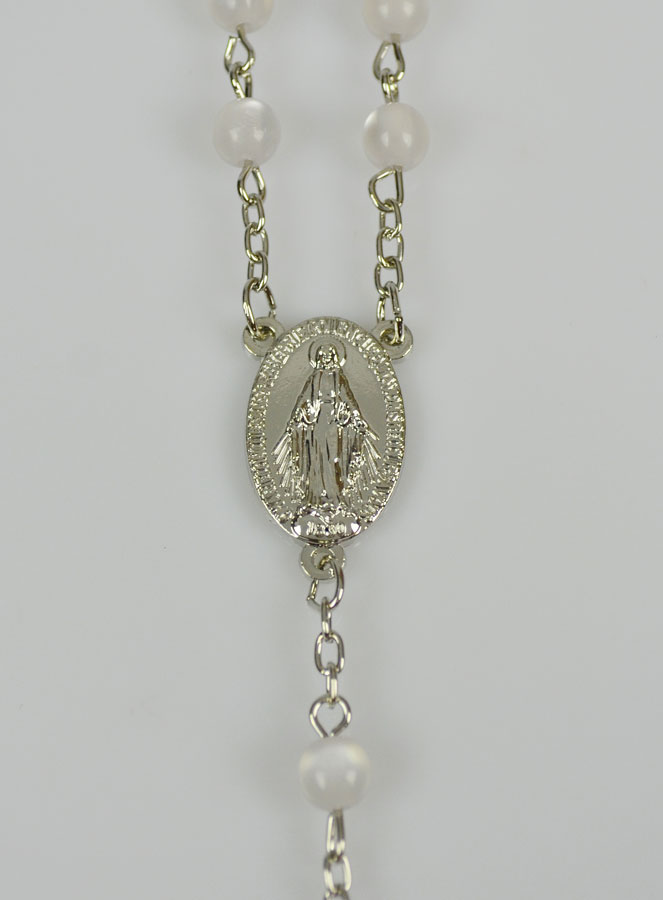 Chapelet en Perles & Médaille Miraculeuse - Blanc (pic 4)