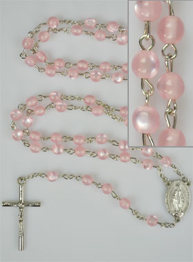 Chapelet en Perles & Médaille Miraculeuse - Rose (pic 1)